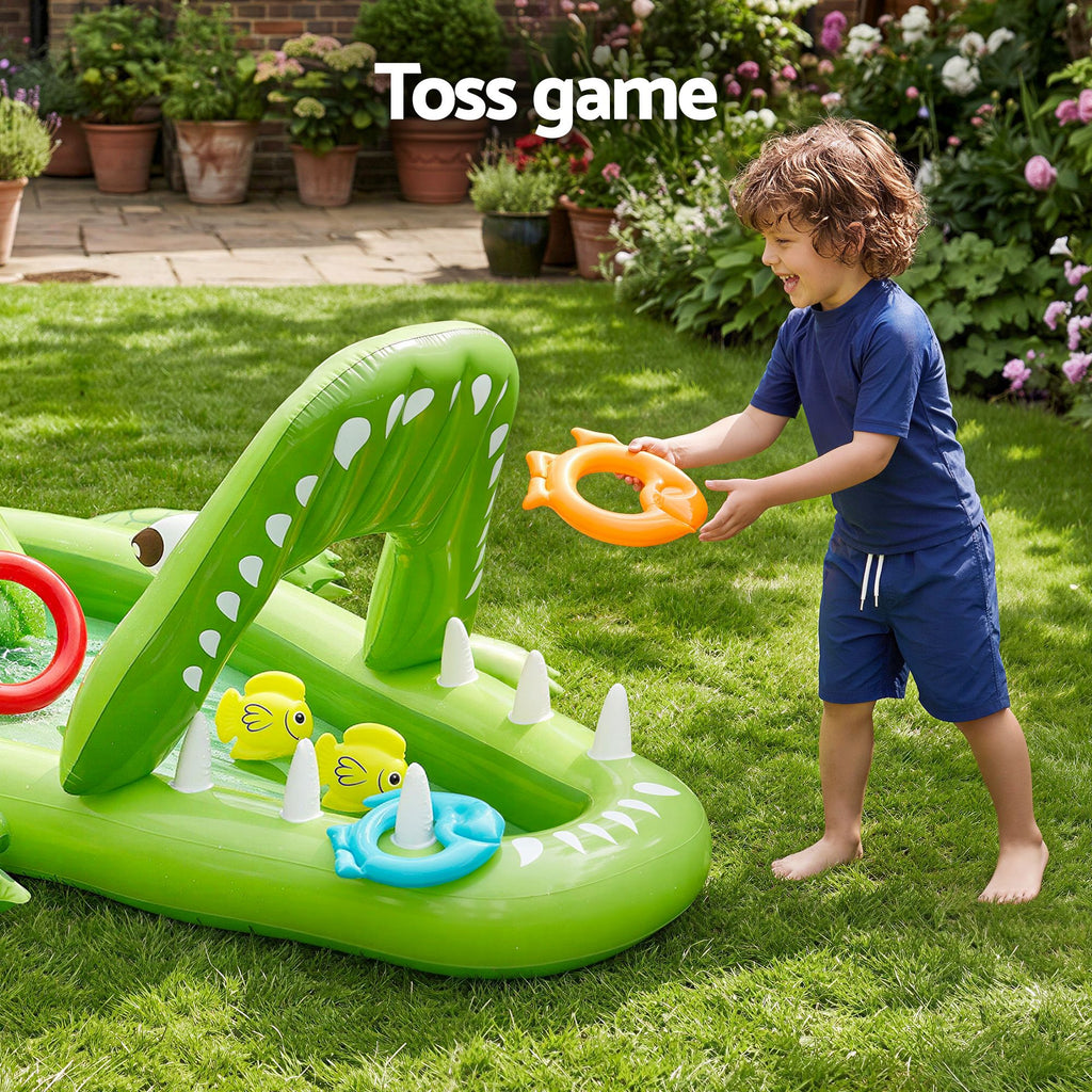 Bestway Inflatable Alligator Kids Play Pool with Slide 234cmx163cm