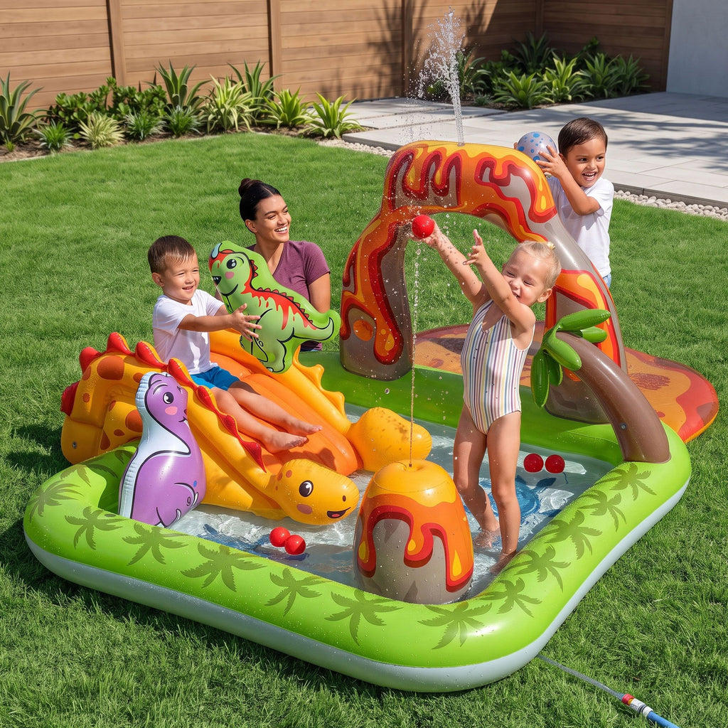 Bestway Inflatable Kids Pool with Slide Balls Play Dinosaur Toy
