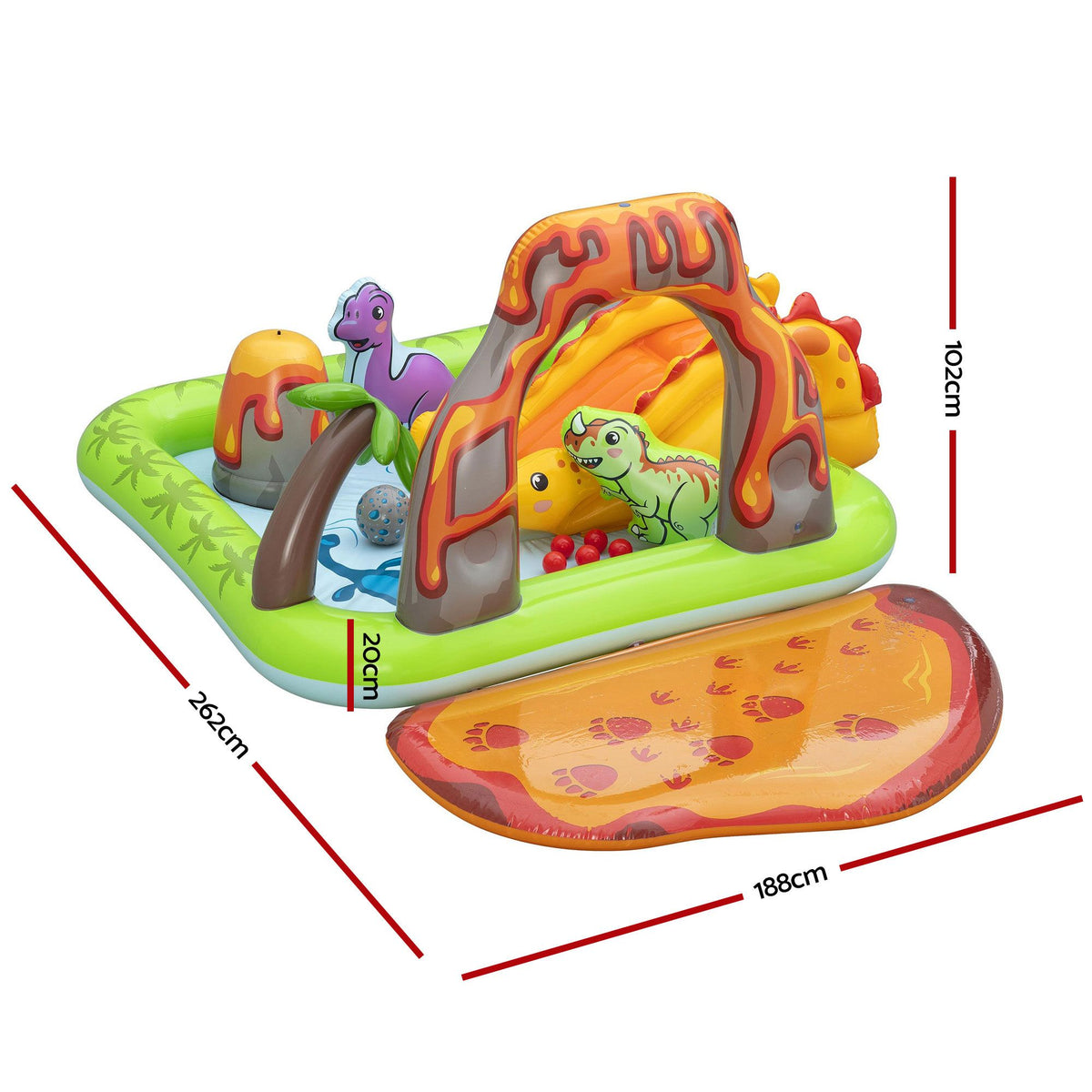 Bestway Inflatable Kids Pool with Slide Balls Play Dinosaur Toy