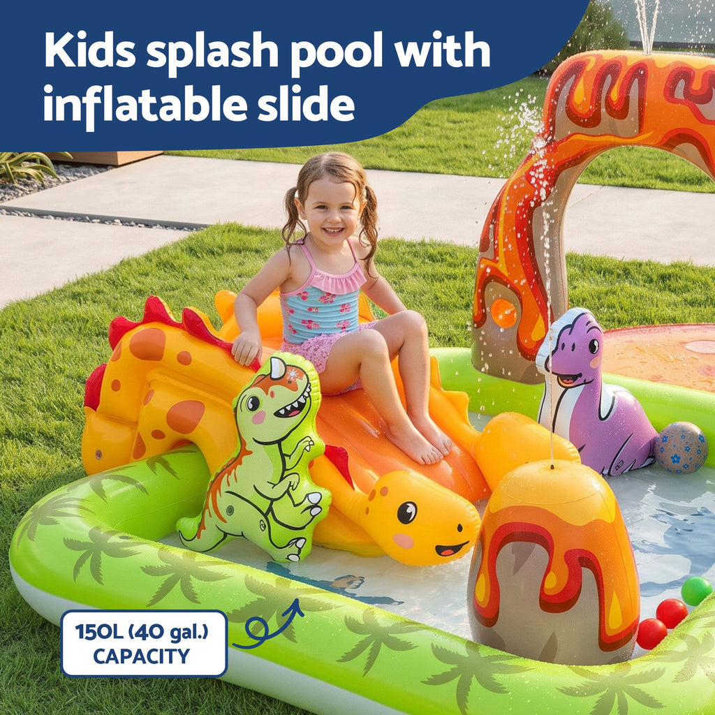 Bestway Inflatable Kids Pool with Slide Balls Play Dinosaur Toy