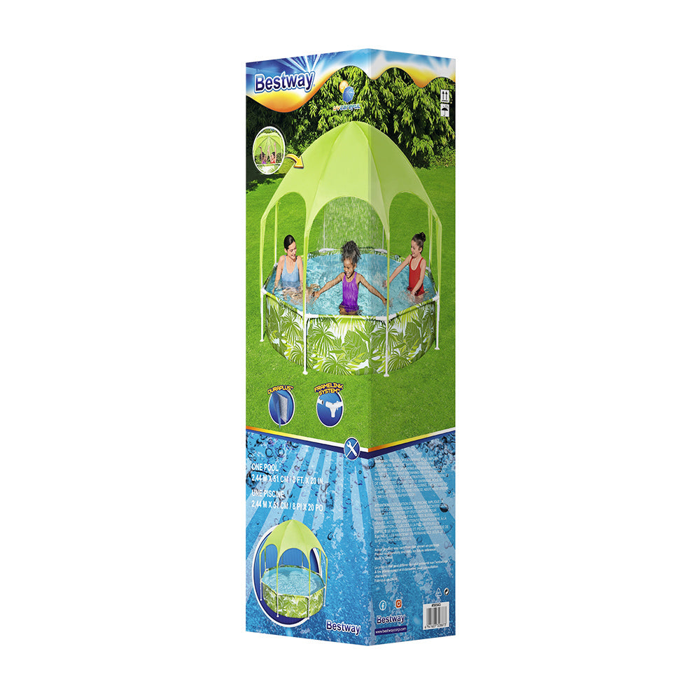 Bestway Kids Pool 244x51cm Steel Frame Swimming Play Pools Canopy