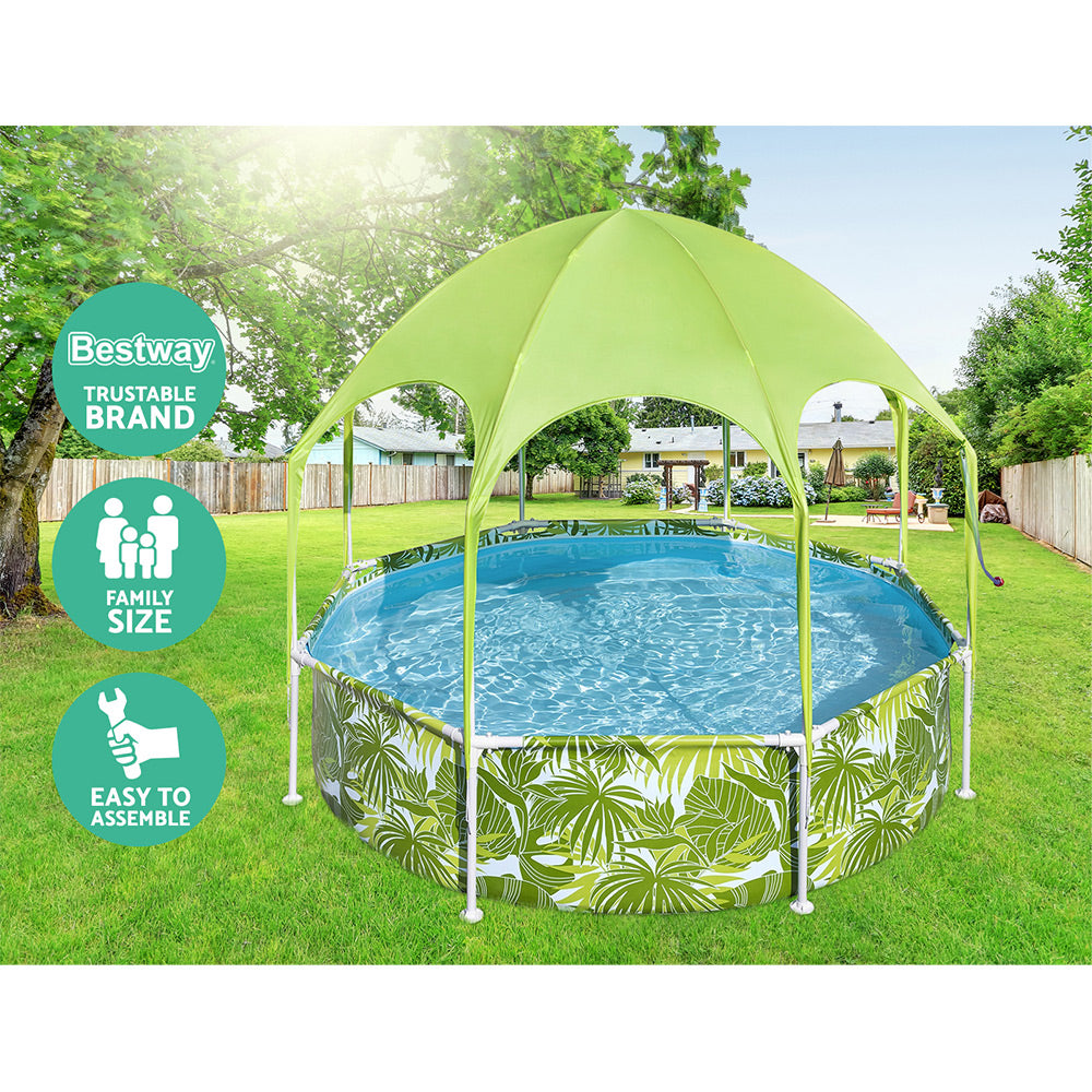 Bestway Kids Pool 244x51cm Steel Frame Swimming Play Pools Canopy