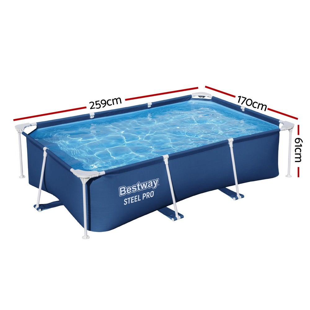 Bestway Swimming Pool 259x170x61cm Steel Frame Above Ground Pools