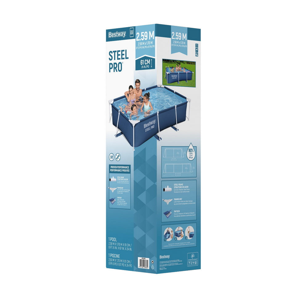Bestway Swimming Pool 259x170x61cm Steel Frame Above Ground Pools