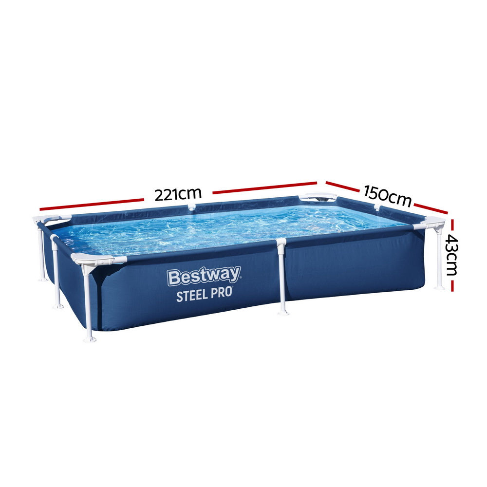 Bestway Swimming Pool 221x150x43cm Steel Frame Above Ground Pools