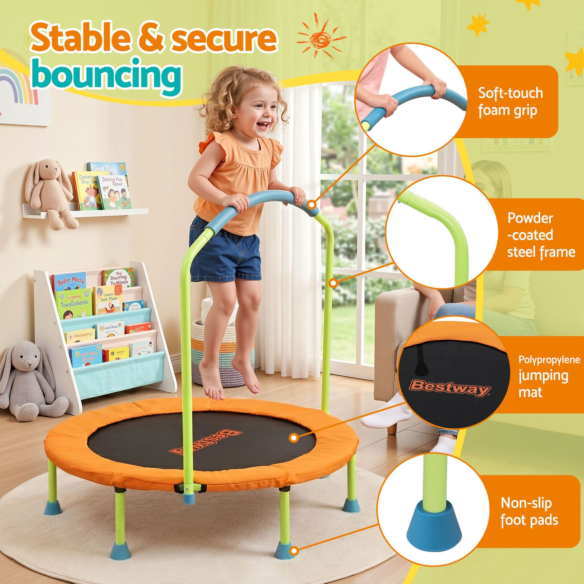 Bestway 36inch Kids Trampoline Foldable Rebounder Fitness