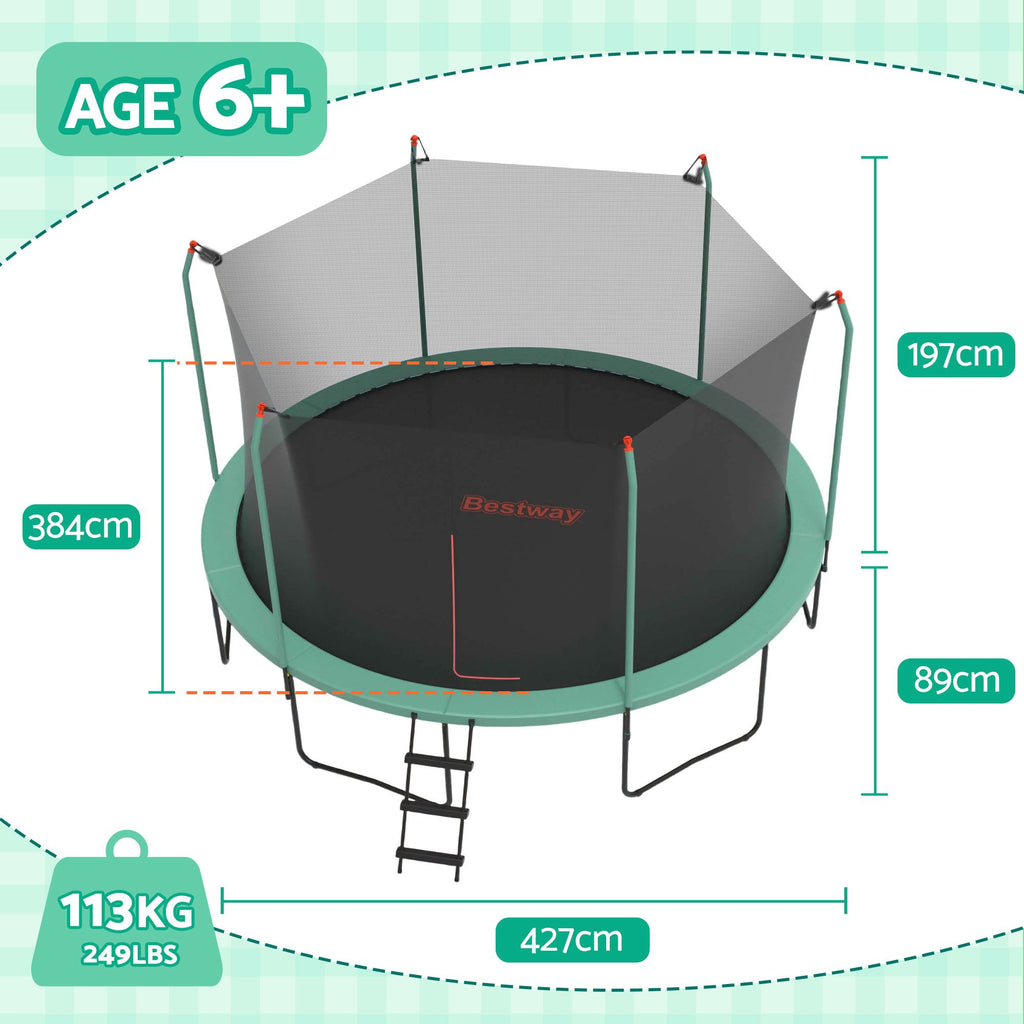 Bestway 14ft Trampoline Kids Rebounder Safety Net Enclosure Outdoor Fitness 4.27m