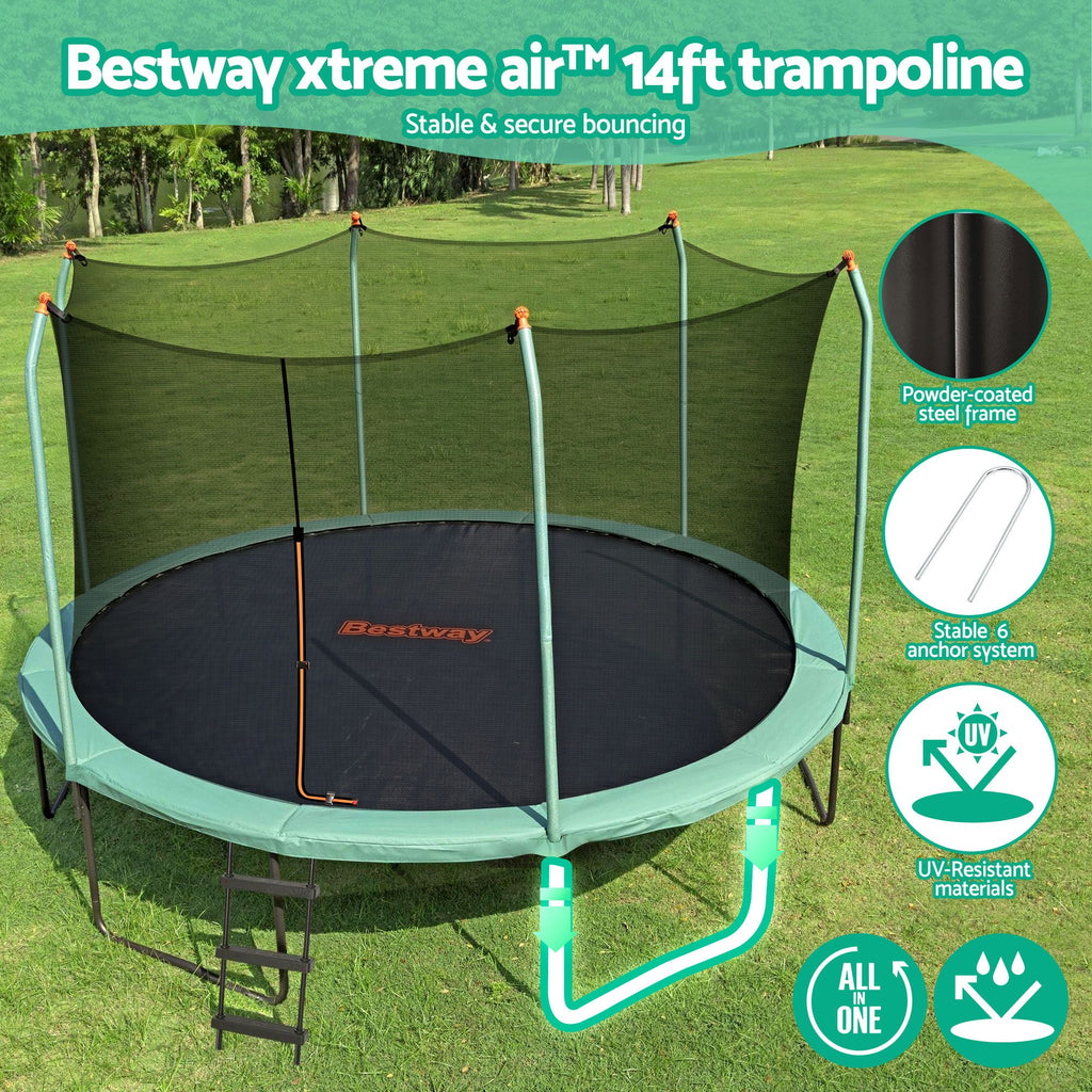 Bestway 14ft Trampoline Kids Rebounder Safety Net Enclosure Outdoor Fitness 4.27m