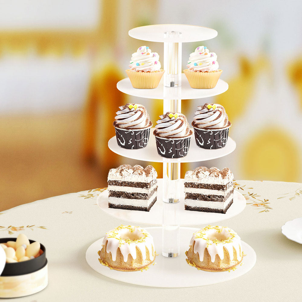 5-Star Chef 5-Tier Clear Acrylic Cupcake Stand