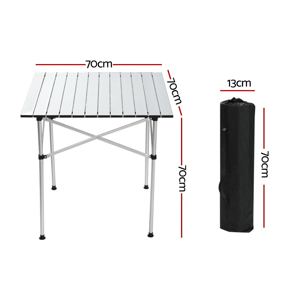 Weisshorn Folding Camping Table 70CM Roll Up Outdoor Picnic BBQ