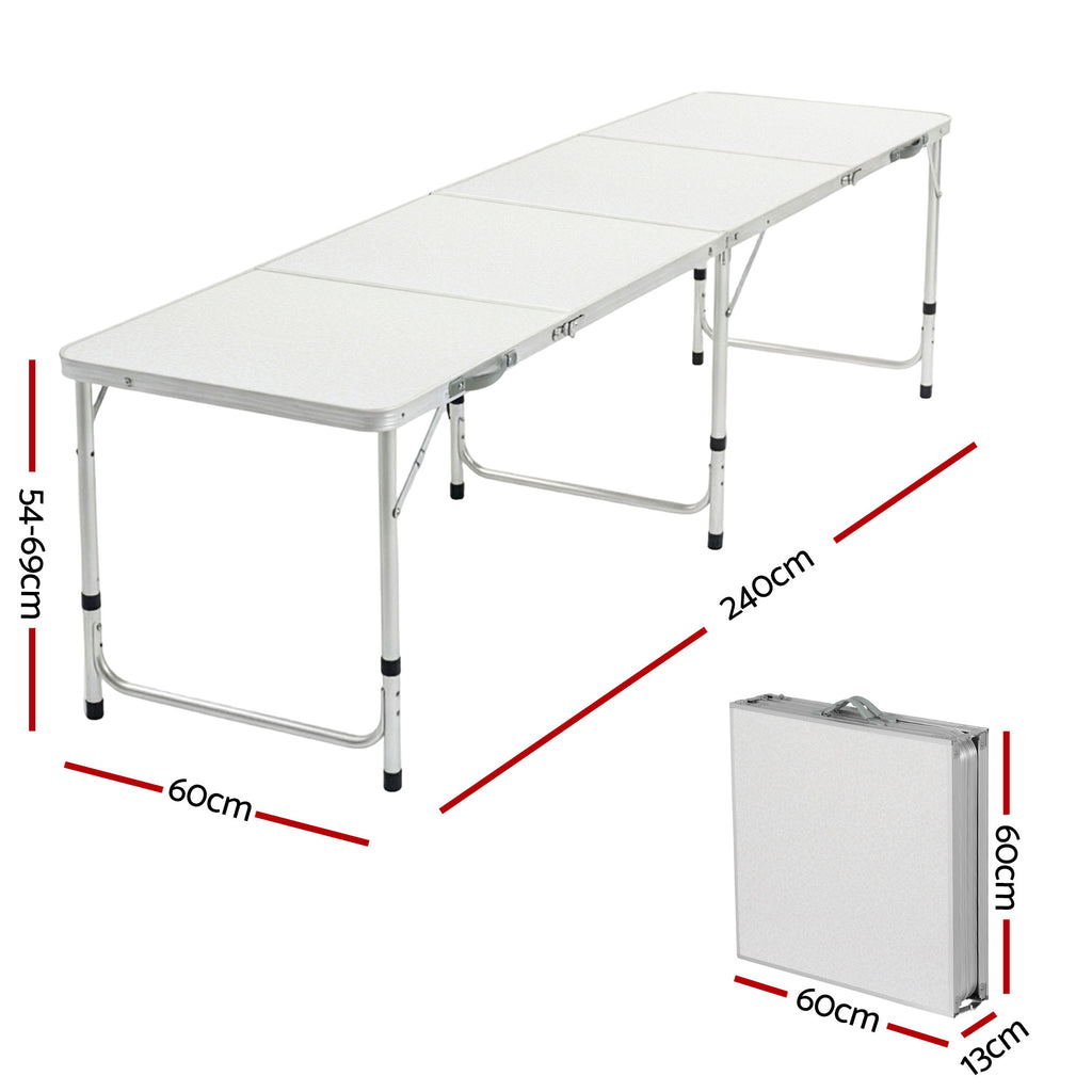 Weisshorn Folding Camping Table 240CM Portable Outdoor Picnic BBQ