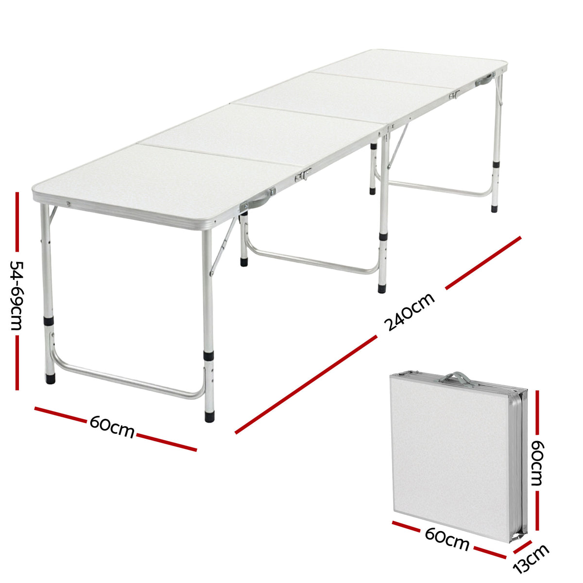 Weisshorn Folding Camping Table 240CM Portable Outdoor Picnic BBQ
