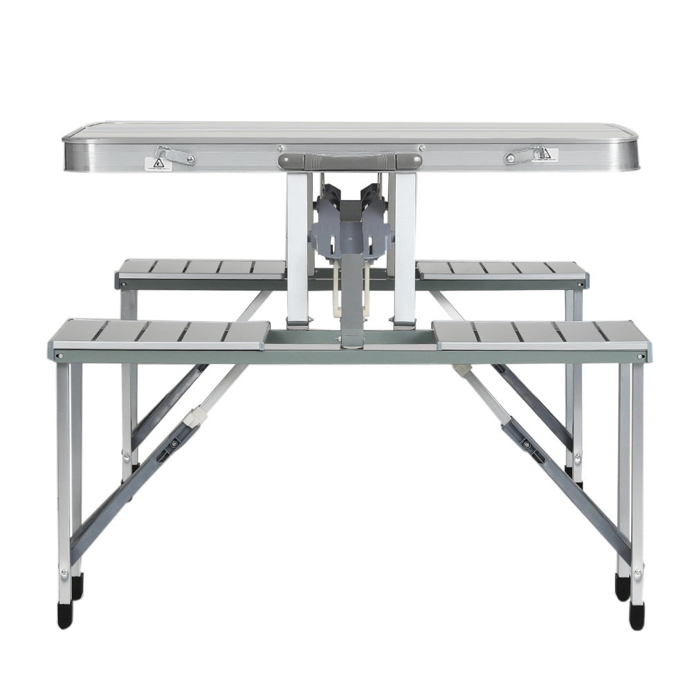 Weisshorn Folding Camping Table Outdoor Picnic BBQ With 2 Bench