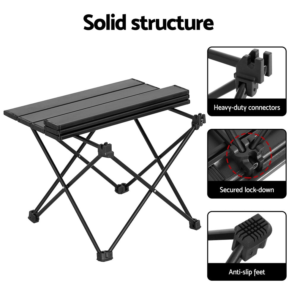 Weisshorn Folding Camping Table 40CM Roll Up Outdoor Picnic BBQ