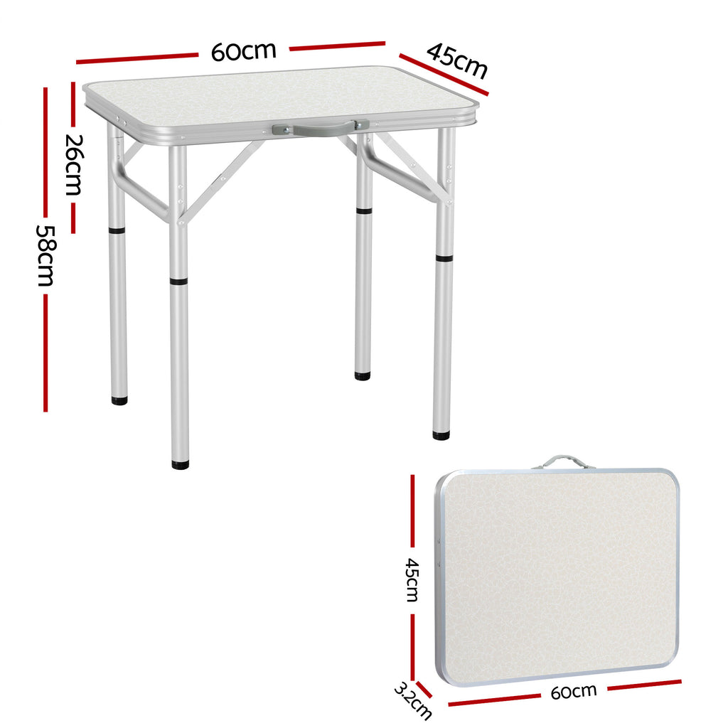 Weisshorn Folding Camping Table 60CM Adjustable Portable Outdoor