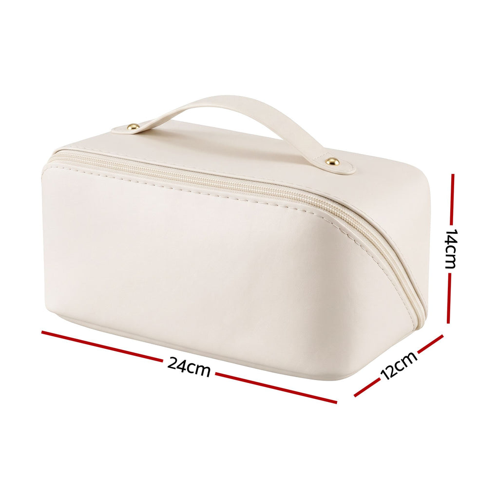 Embellir Makeup Case Portable Cosmetic Bag Organiser Toiletry Travel Bag PU White