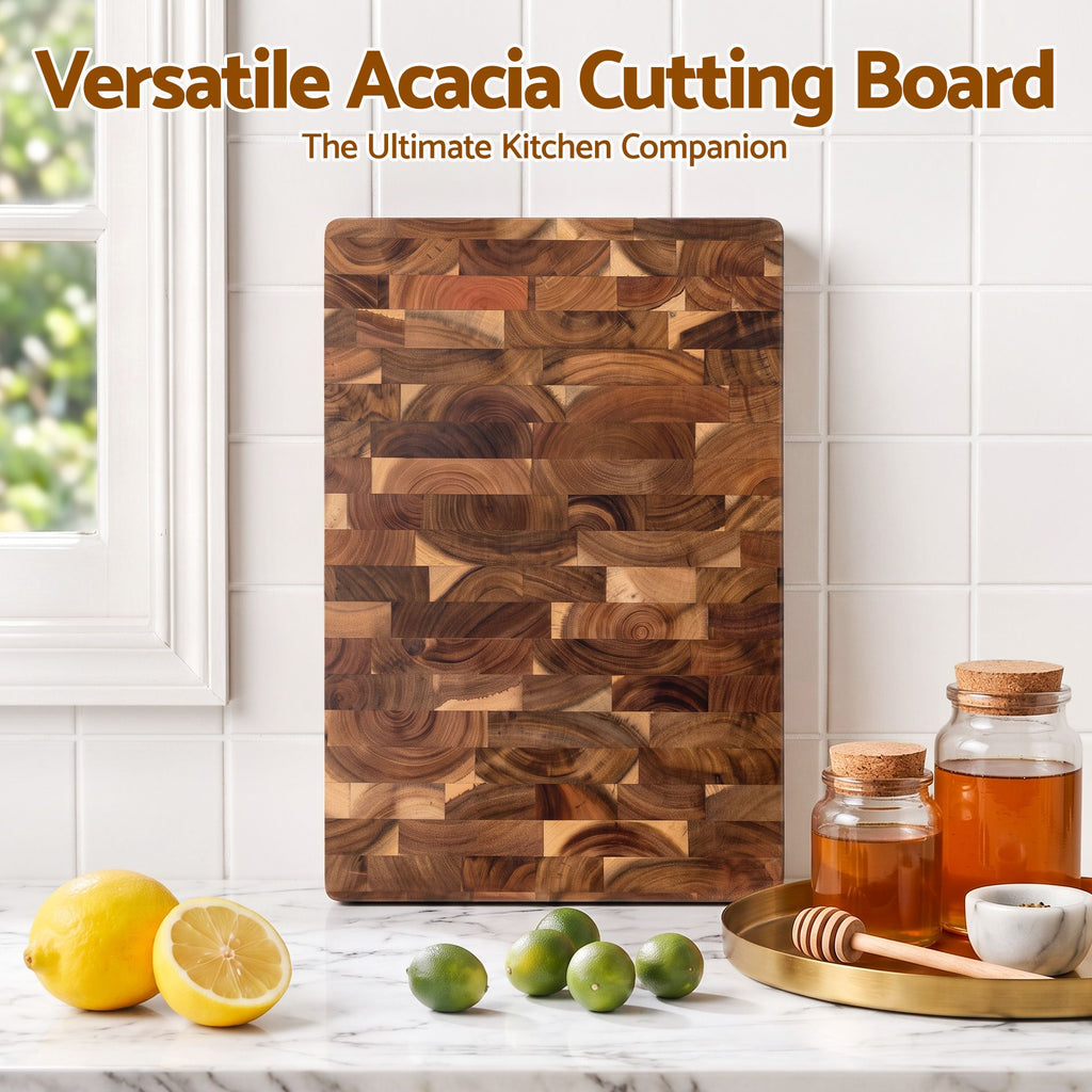 5-Star Chef Acacia Wooden Cutting Board End Grain Chopping Board