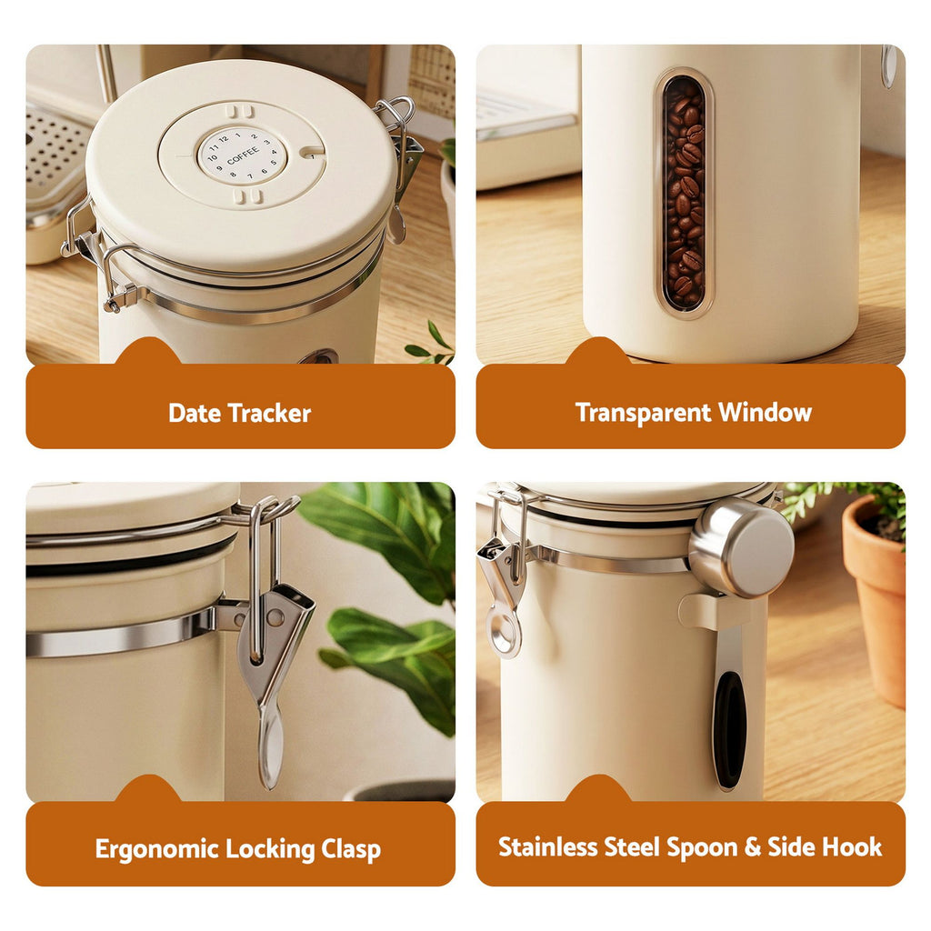 5-Star Chef Stainless Steel Coffee Canister, 1.8 L