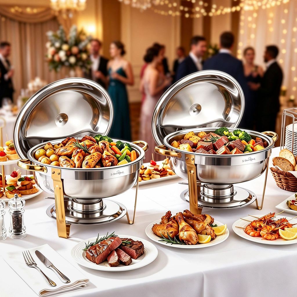 5-Star Chef 5L Chafing Dish Set 2-Pack, Food Warmer Catering Server