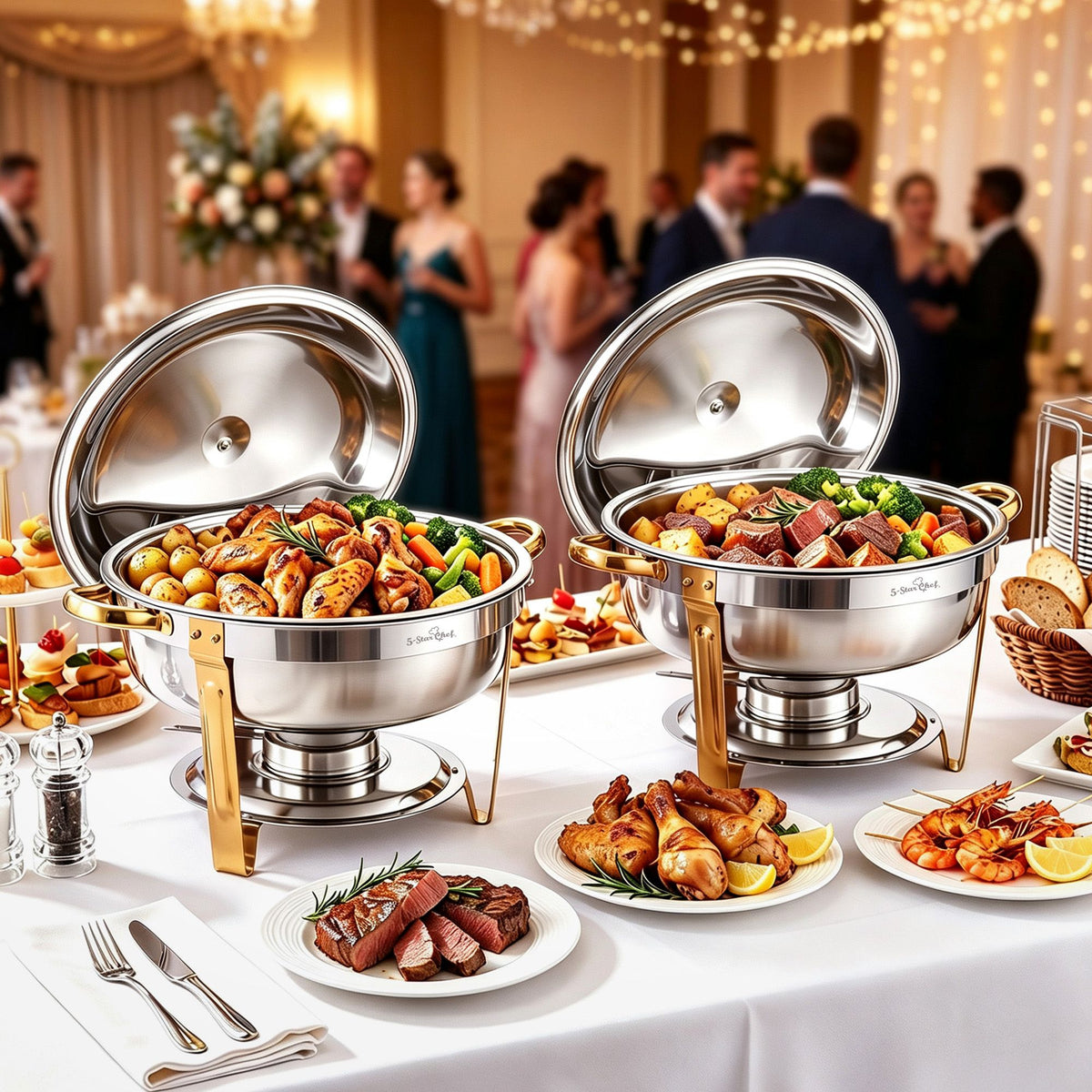 5-Star Chef 5L Chafing Dish Set 2-Pack, Food Warmer Catering Server