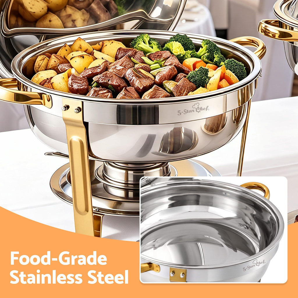 5-Star Chef 5L Chafing Dish Set 2-Pack, Food Warmer Catering Server
