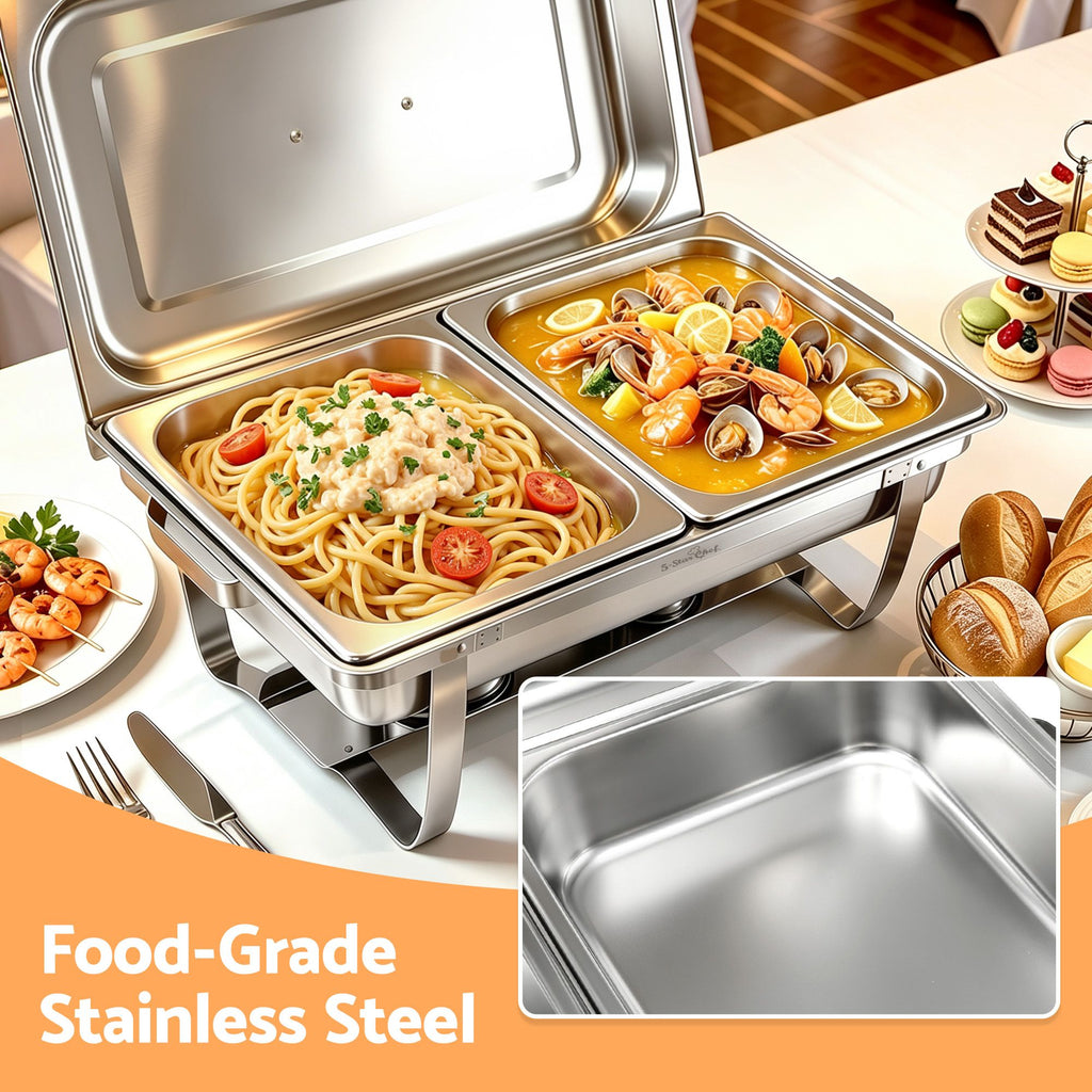 5-Star Chef Chafing Dish 8L 2-Pan Buffet Warmer Food Warmer Catering