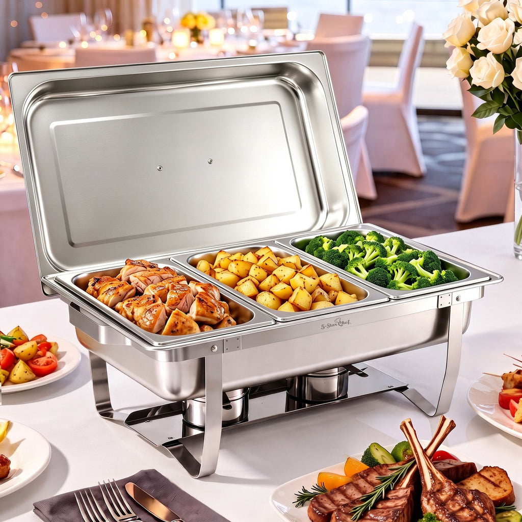 5-Star Chef Chafing Dish 7.5L 3-Pan Buffet Warmer Food Warmer