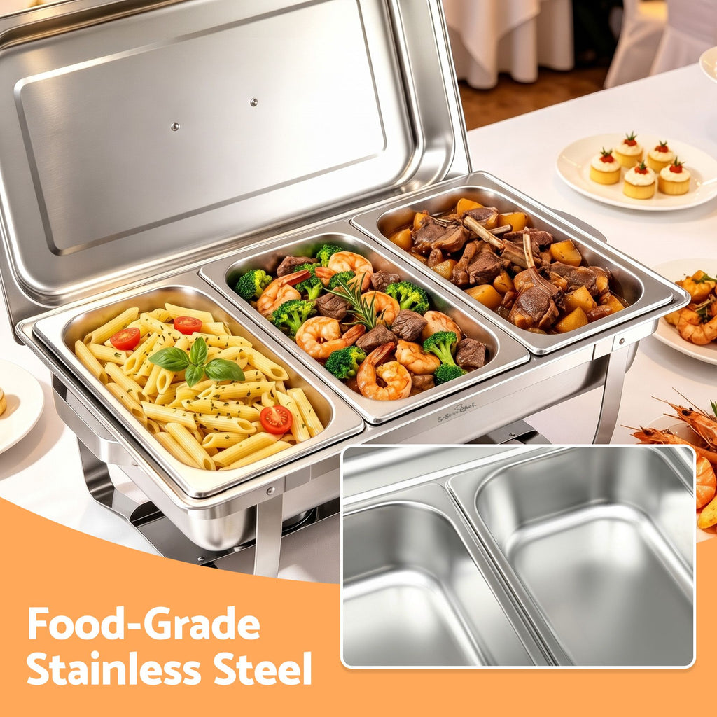 5-Star Chef Chafing Dish 7.5L 3-Pan Buffet Warmer Food Warmer