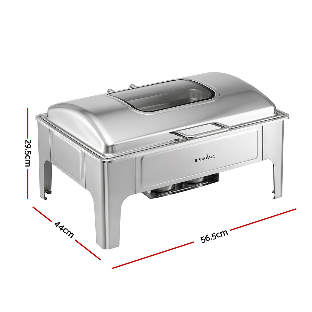 5-Star Chef 9L Stainless Steel Chafing Dish with Viewing Window