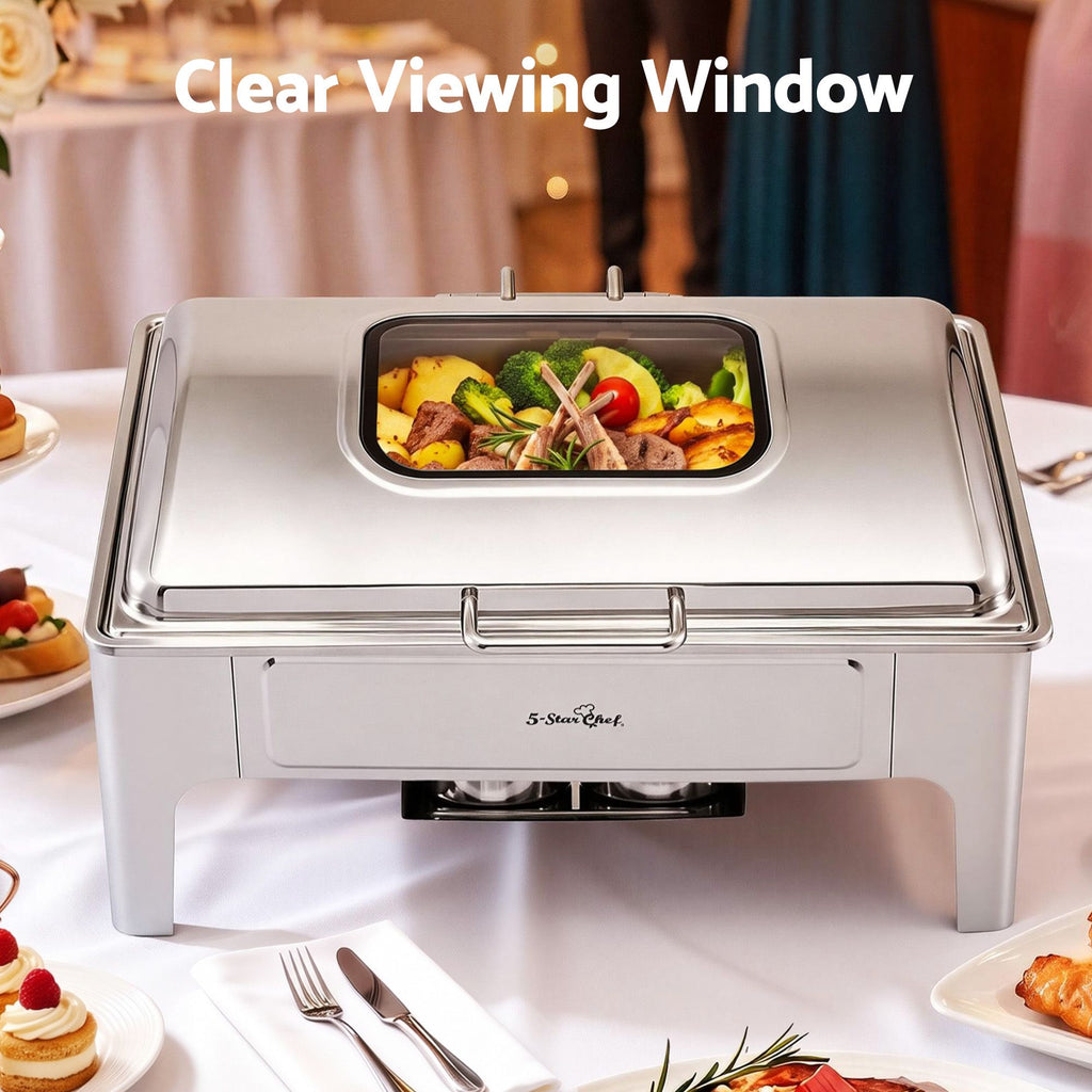 5-Star Chef 9L Stainless Steel Chafing Dish with Viewing Window
