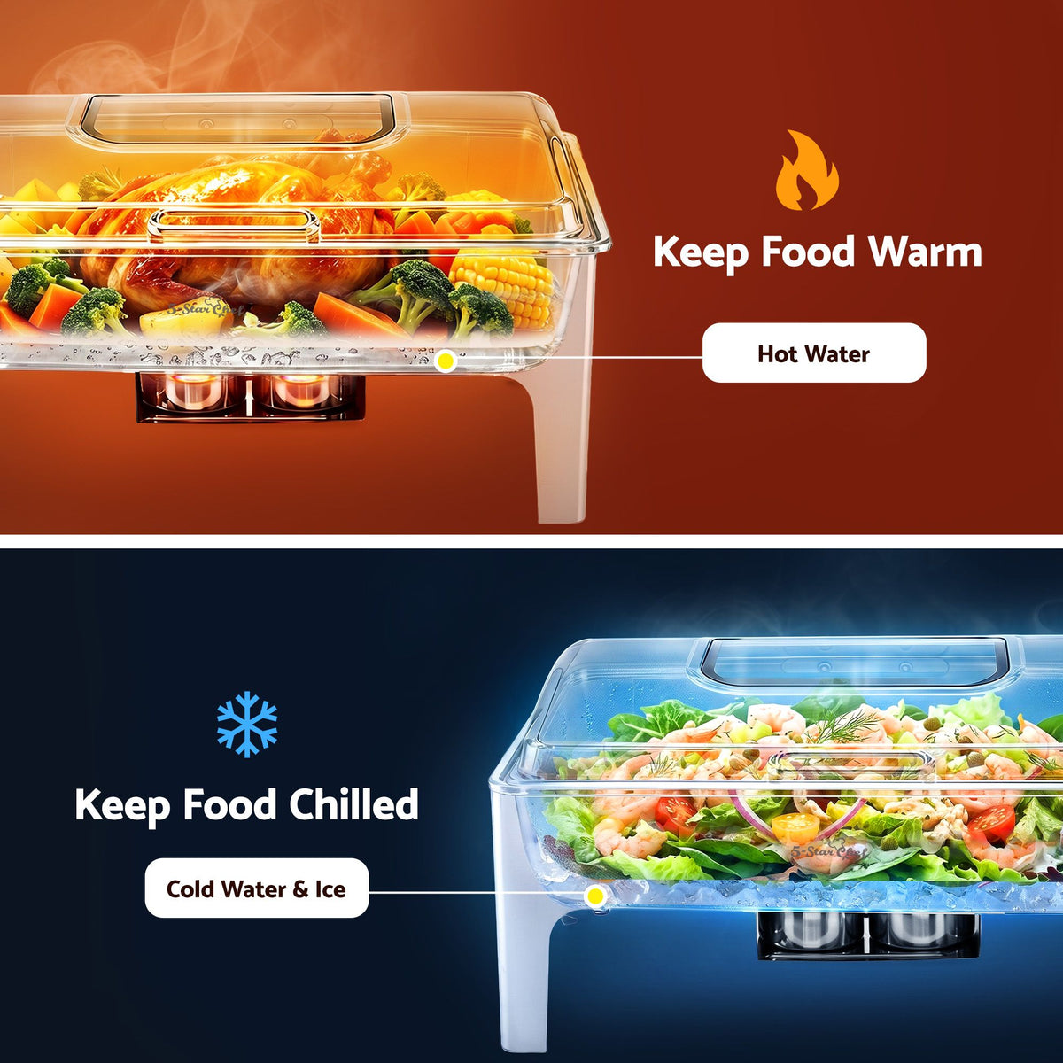 5-Star Chef 9L Stainless Steel Chafing Dish with Viewing Window