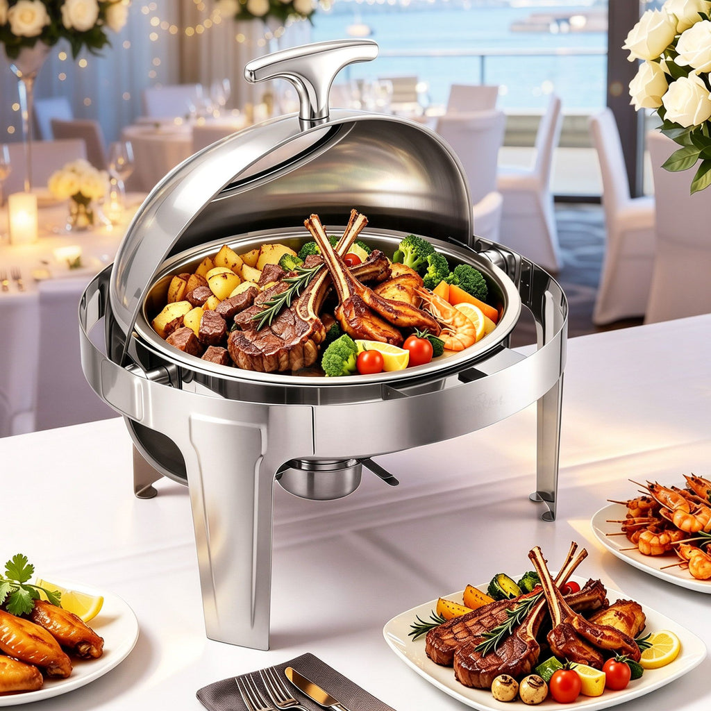 5-Star Chef 9L Round Roll Top Chafing Dish