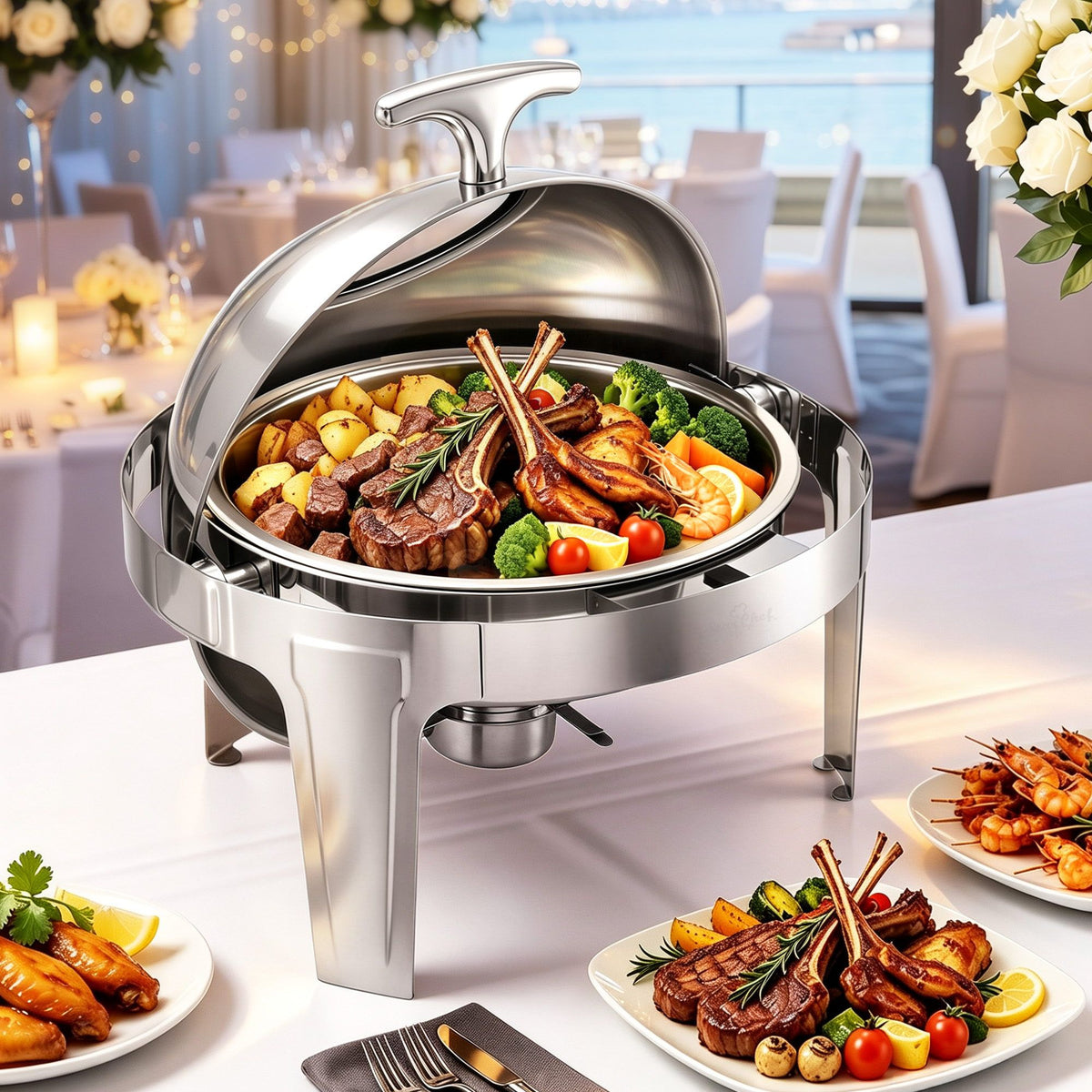 5-Star Chef 9L Round Roll Top Chafing Dish