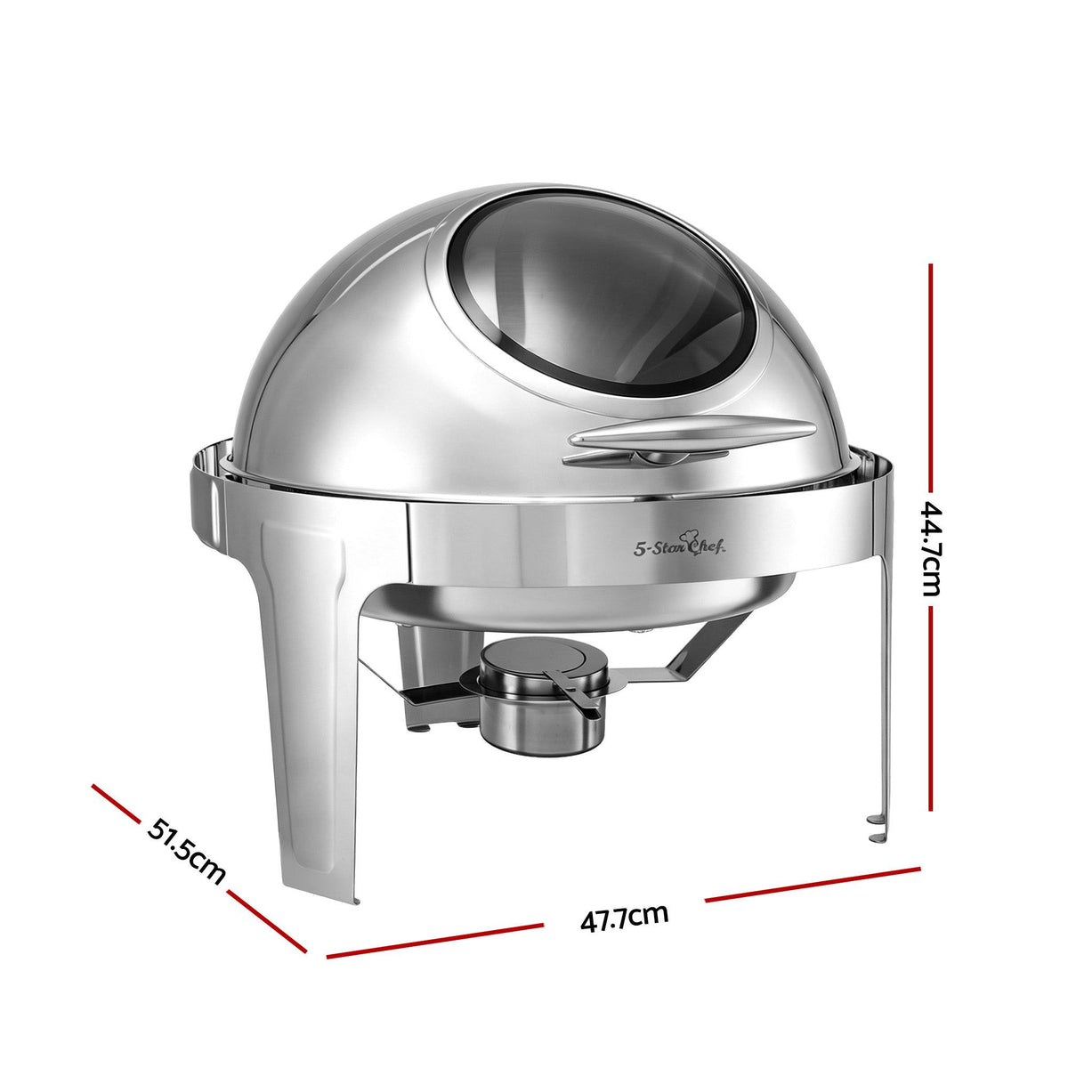 5-Star Chef 9L Round Roll Top Chafing Dish