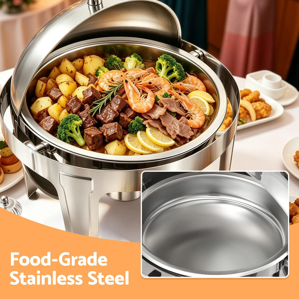 5-Star Chef 9L Round Roll Top Chafing Dish