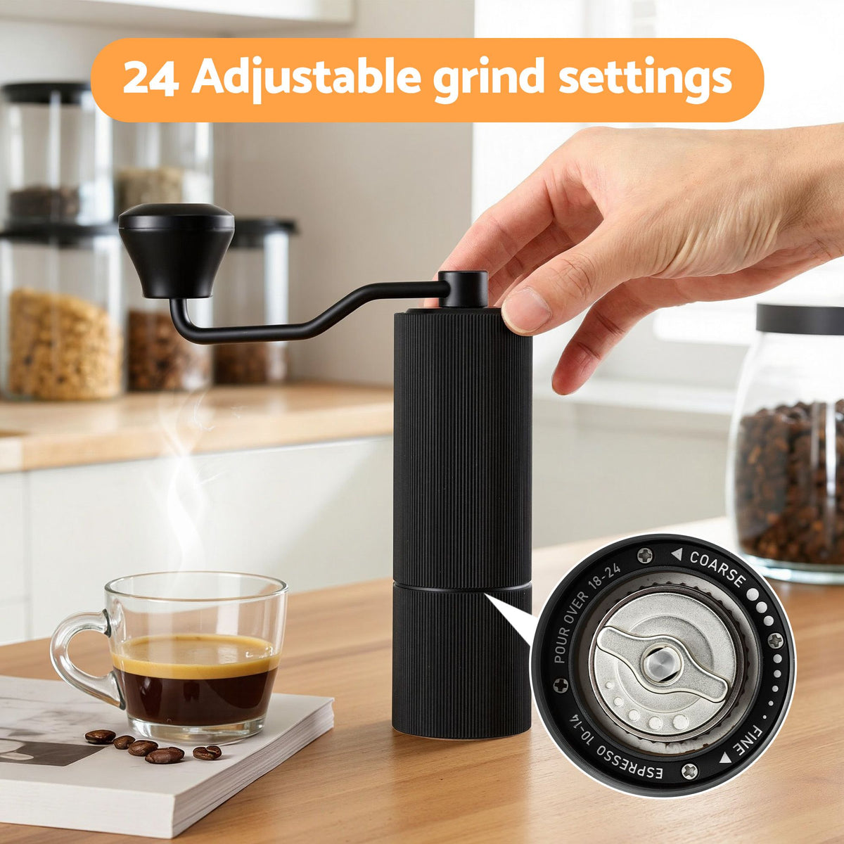 Devanti Manual Coffee Grinder with 24 Settings