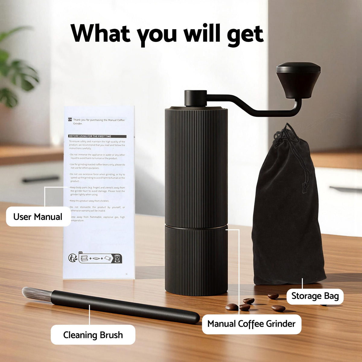 Devanti Manual Coffee Grinder with 24 Settings