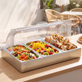 5-Star Chef 3 Pan Food Serving Display Stainless Steel with Clear