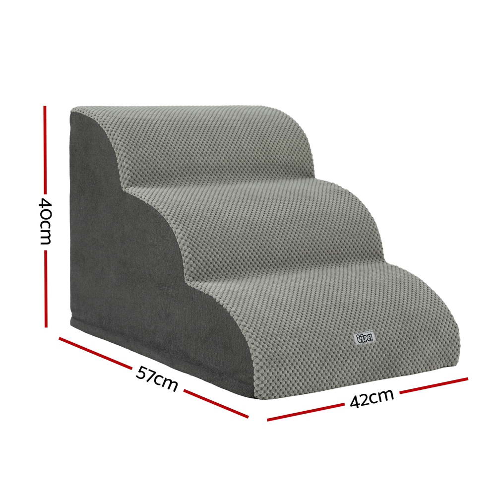 i.Pet Dog Ramp Steps Foam 3 Tier Pet Stairs For Bed Sofa Car Portable