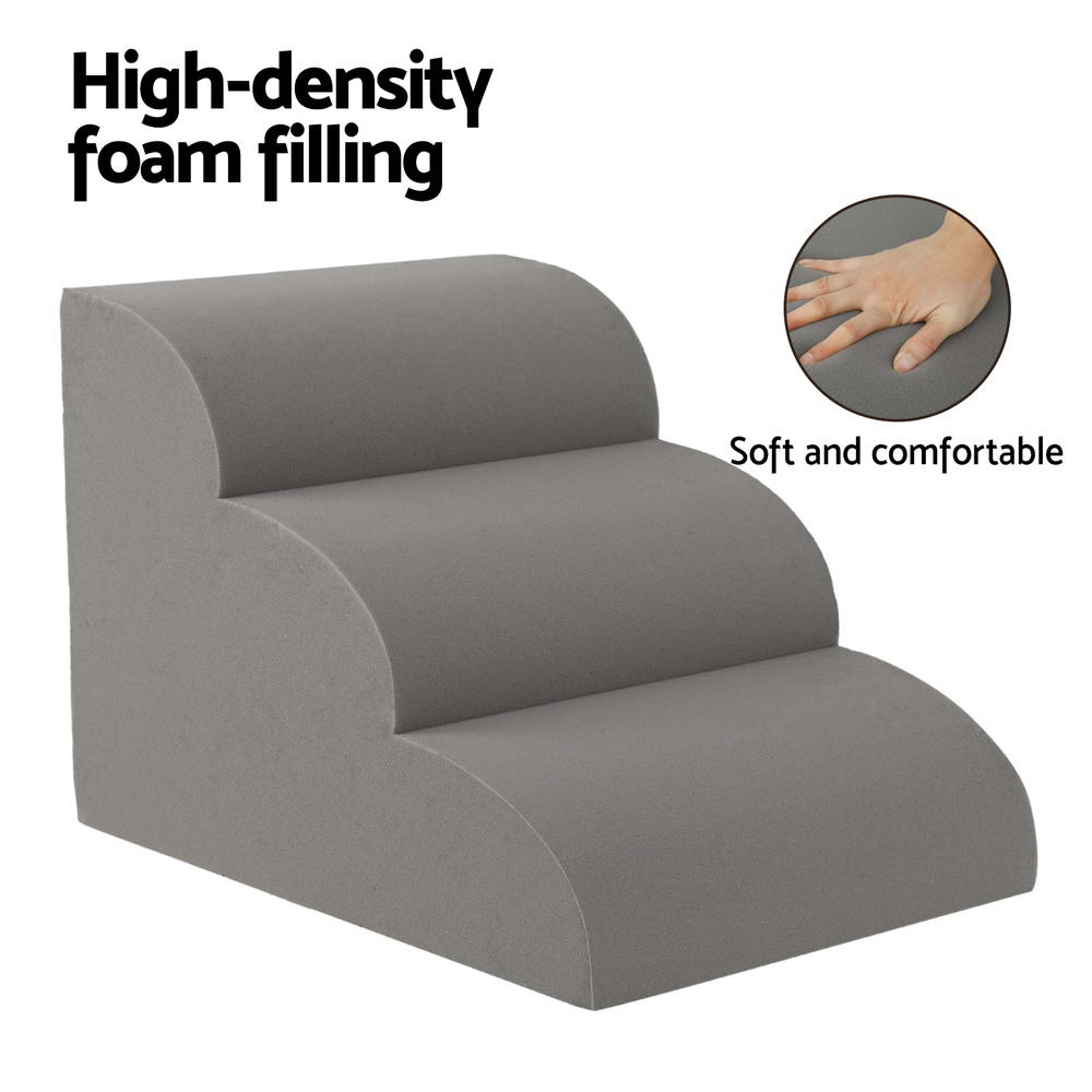 i.Pet Dog Ramp Steps Foam 3 Tier Pet Stairs For Bed Sofa Car Portable