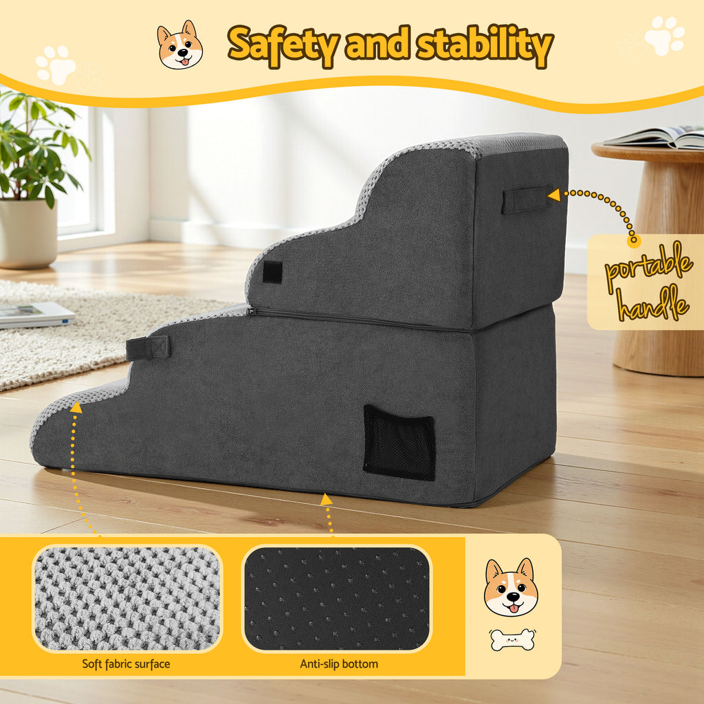 i.Pet Dog Stairs and Bed 2-in-1 Sofa Car Foam Non-Slip Washable Pet