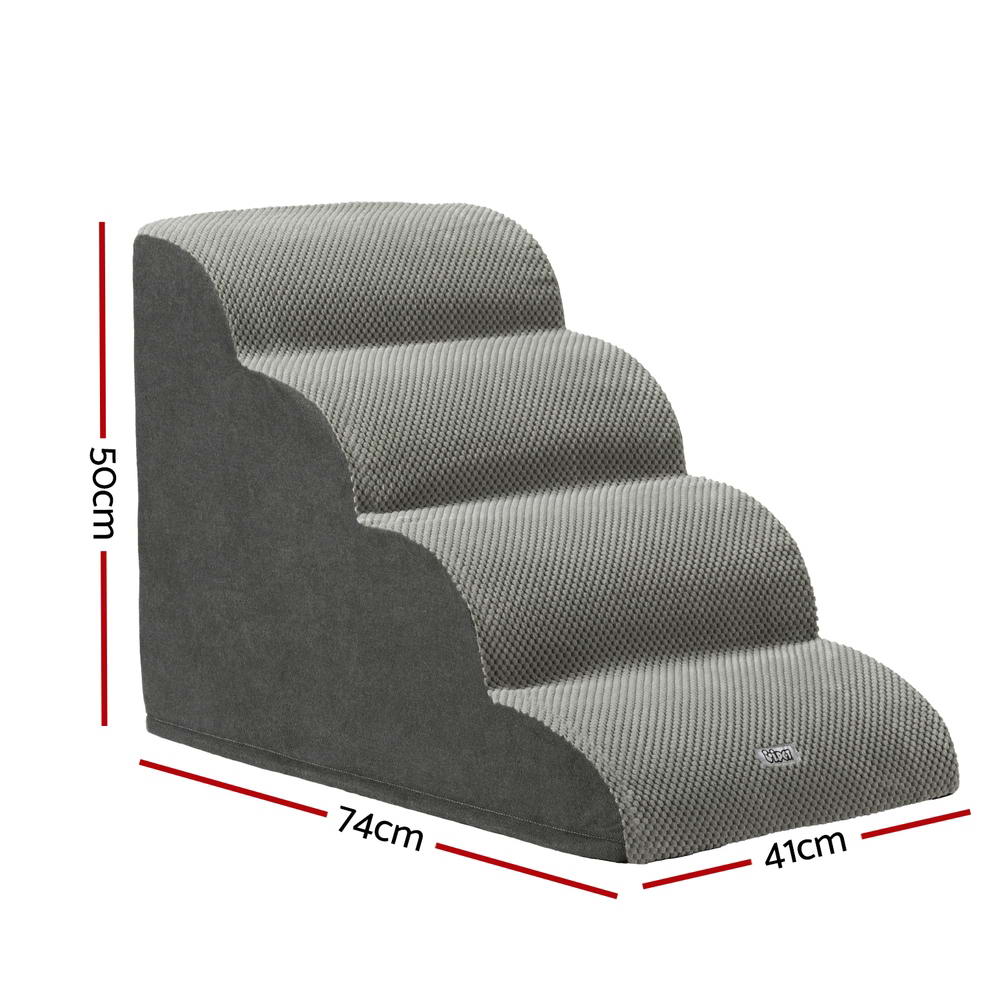 i.Pet Dog Ramp Steps Foam 4 Tier Pet Stairs For Bed Sofa Car Portable
