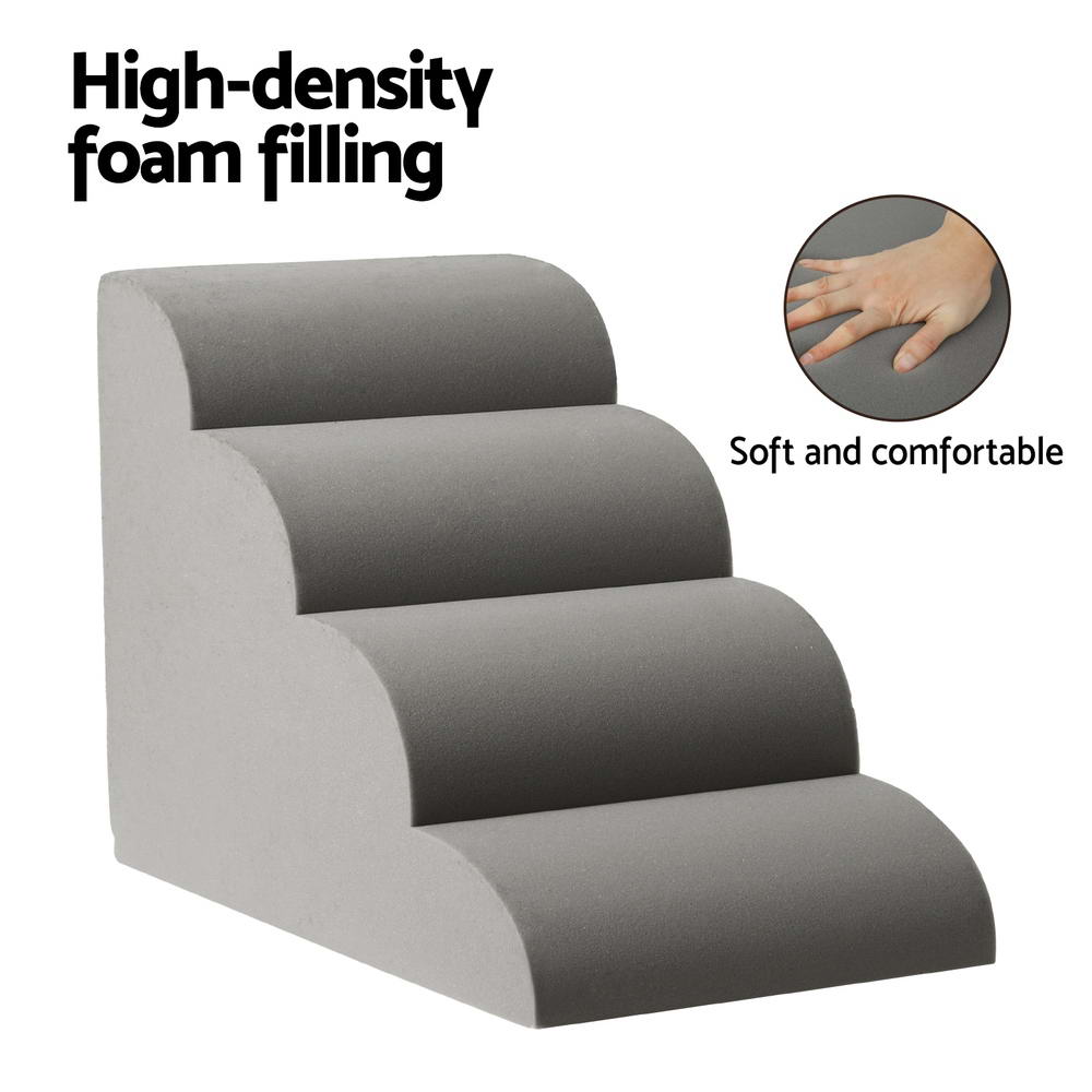 i.Pet Dog Ramp Steps Foam 4 Tier Pet Stairs For Bed Sofa Car Portable