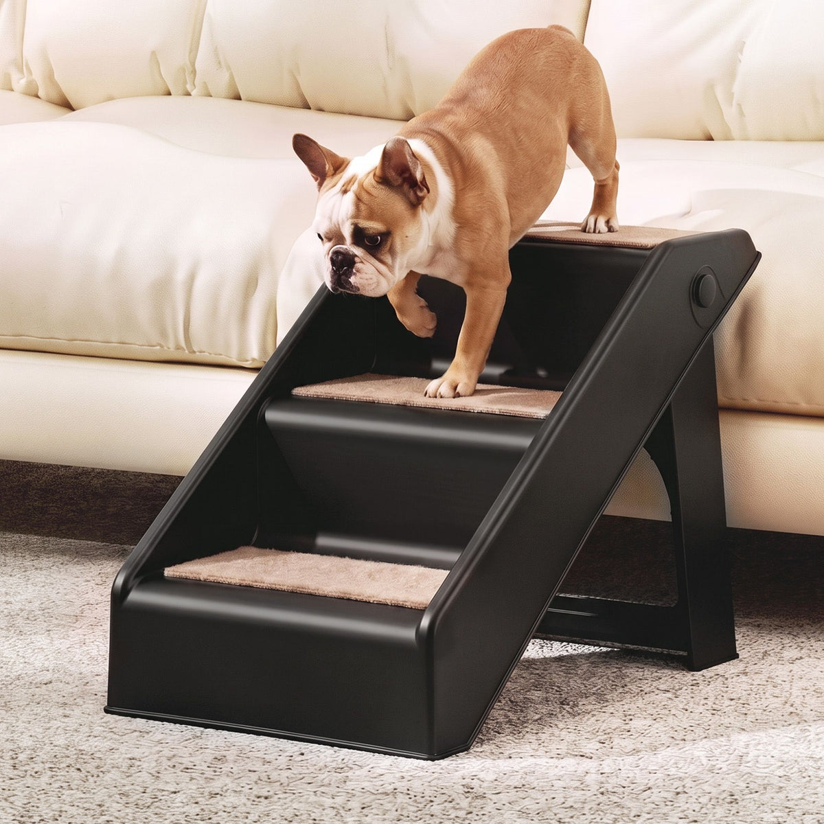 i.Pet Dog Ramp 3 Steps Pet Stairs For Bed Sofa Car Foldable Portable