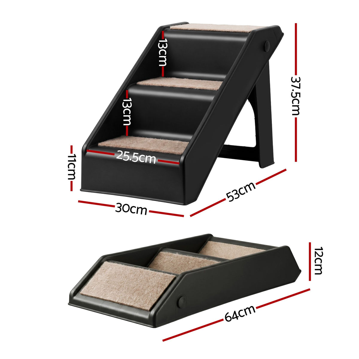i.Pet Dog Ramp 3 Steps Pet Stairs For Bed Sofa Car Foldable Portable