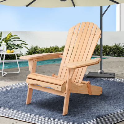 Gardeon Adirondack Outdoor Chair, Foldable, Natural