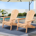 Gardeon Adirondack Outdoor Chairs Wooden Beach Chair Patio Furniture Garden Natural Set