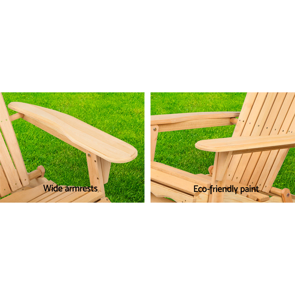 Gardeon Adirondack Outdoor Chairs Wooden Beach Chair Patio Furniture Garden Natural Set
