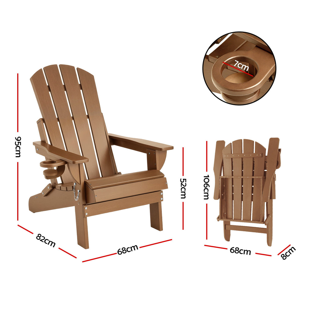 Gardeon Outdoor Chairs Folding Adirondack Beach Chair HDPE Sun Lounge Patio Furniture