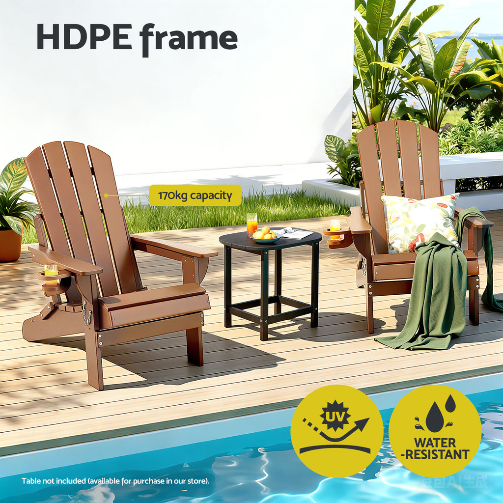 Gardeon Outdoor Chairs Folding Adirondack Beach Chair HDPE Sun Lounge Patio Furniture